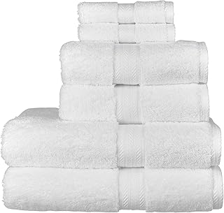 Christy Renaissance 6 Piece Towel Set | White | 100% Egyptian Cotton | Luxuriously Soft and Super Absorbent | 675 GSM | 2 Bath Towels 2 Hand Towels 2 Face Cloths