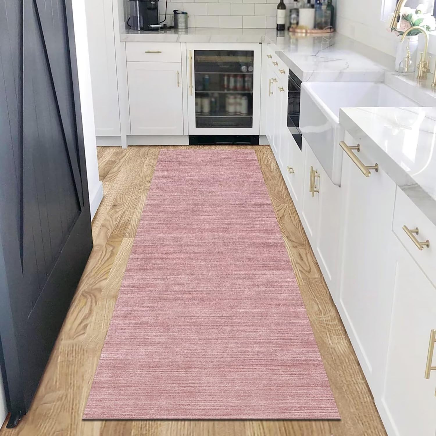 Dywan kuchenny, długi dywan do przedpokoju, antypoślizgowy dywan, chodnik kuchenny, 80 x 300 cm, różowo-czerwony dywan 3D, na korytarz, można prać, sprzedawany na metry, chodnik do przedpokoju,