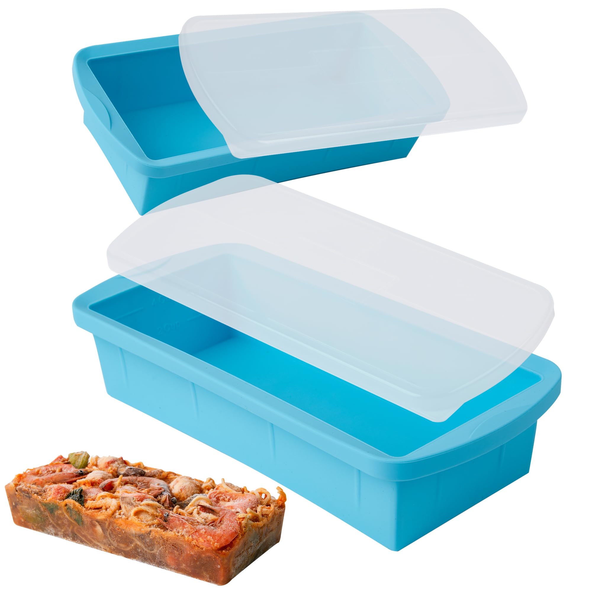 WENQING Silicone Freezer Tray with Lid 2 Pack