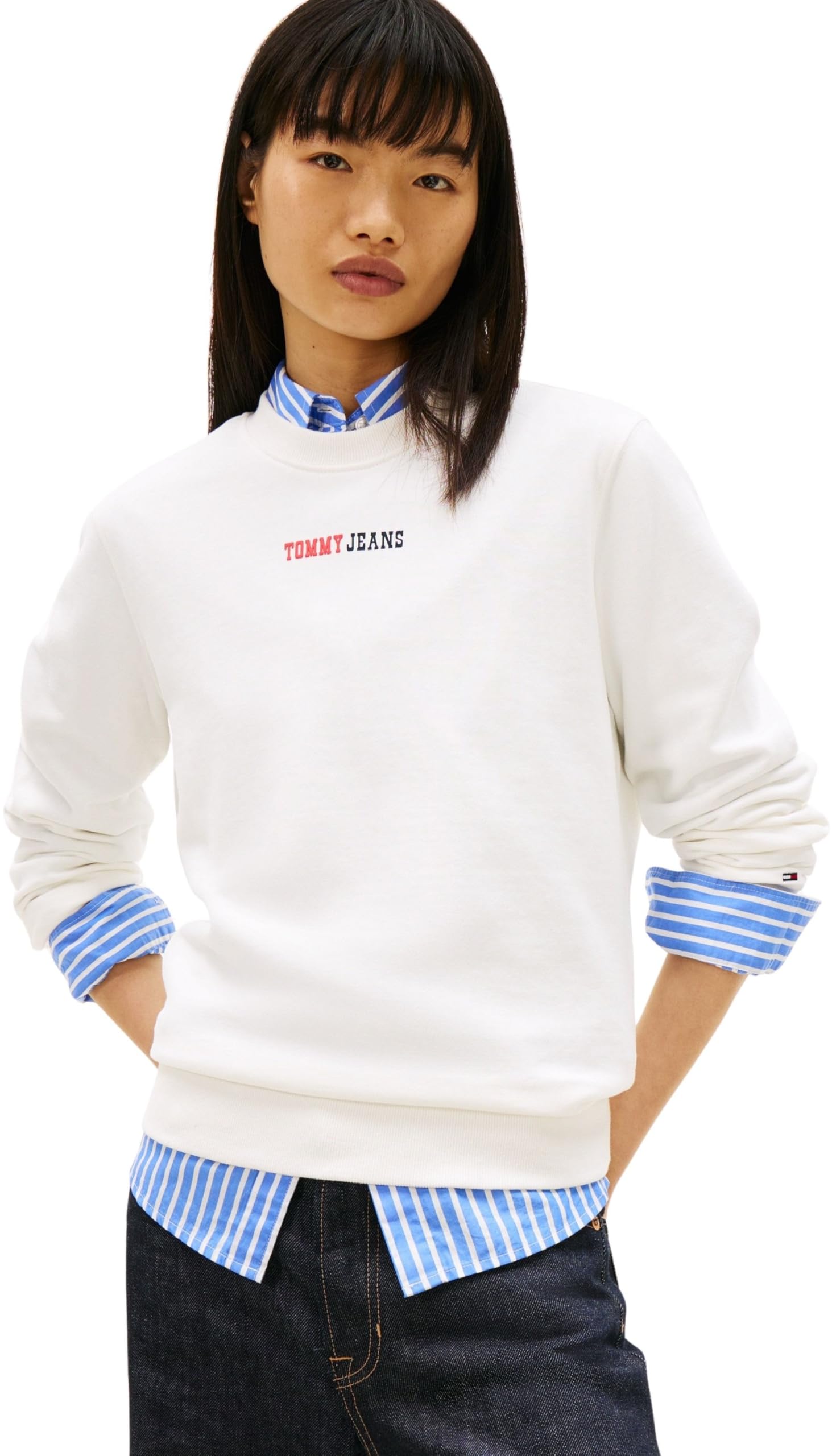 Tommy Jeans Tjw Reg ESS Logo 2 Crew Ext Dw0dw22362 Sudadera sin Botones Mujer (Pack de 1)
