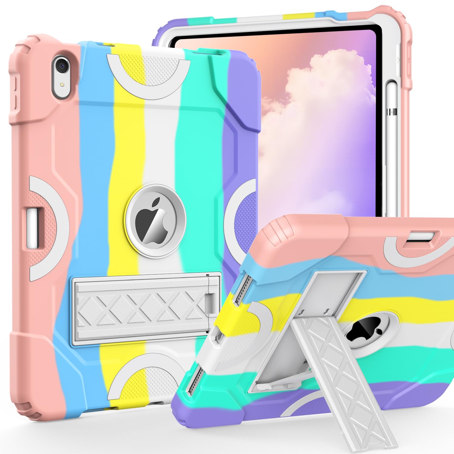 Cantis Case for iPad 11-inch (A16) 2025/ iPad 10th Generation 2022 (10.9 inch), Shockproof iPad Cover 10th Generation with Pencil Holder & Kickstand, Camouflage+White