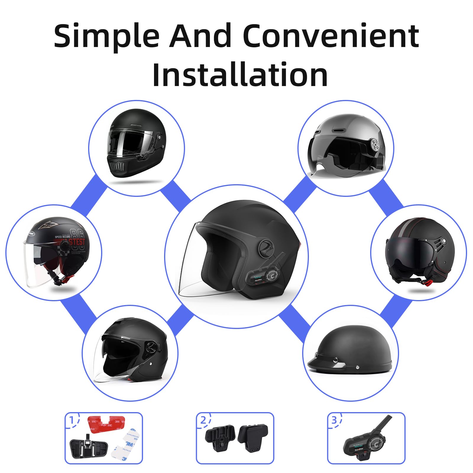 Auriculares Bluetooth para motocicleta, intercomunicador Bluetooth para motocicleta con pantalla LED para 6 pilotos, uso de carga/marcación de voz universal para motocicleta