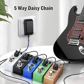 Donner DPA-1 9V DC 1A Power Supply Adapter for Electronic Keyboard, Digital Piano & Guitar Pedals, Tip Negative AC Adapter with 5-Way Daisy Chain Cable for Effects Pedal & MIDI Controller