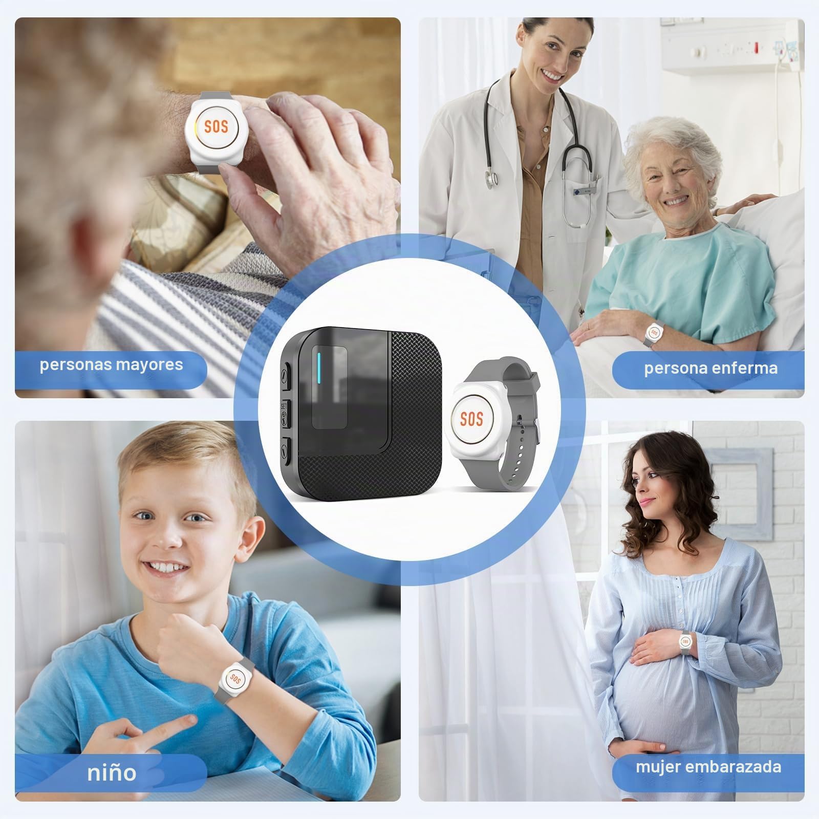 DAYTECH Botón de llamada de emergencia portátil WiFi Tuya Smart seniors, sistema de alerta para personas mayores y discapacitadas, SOS para niños
