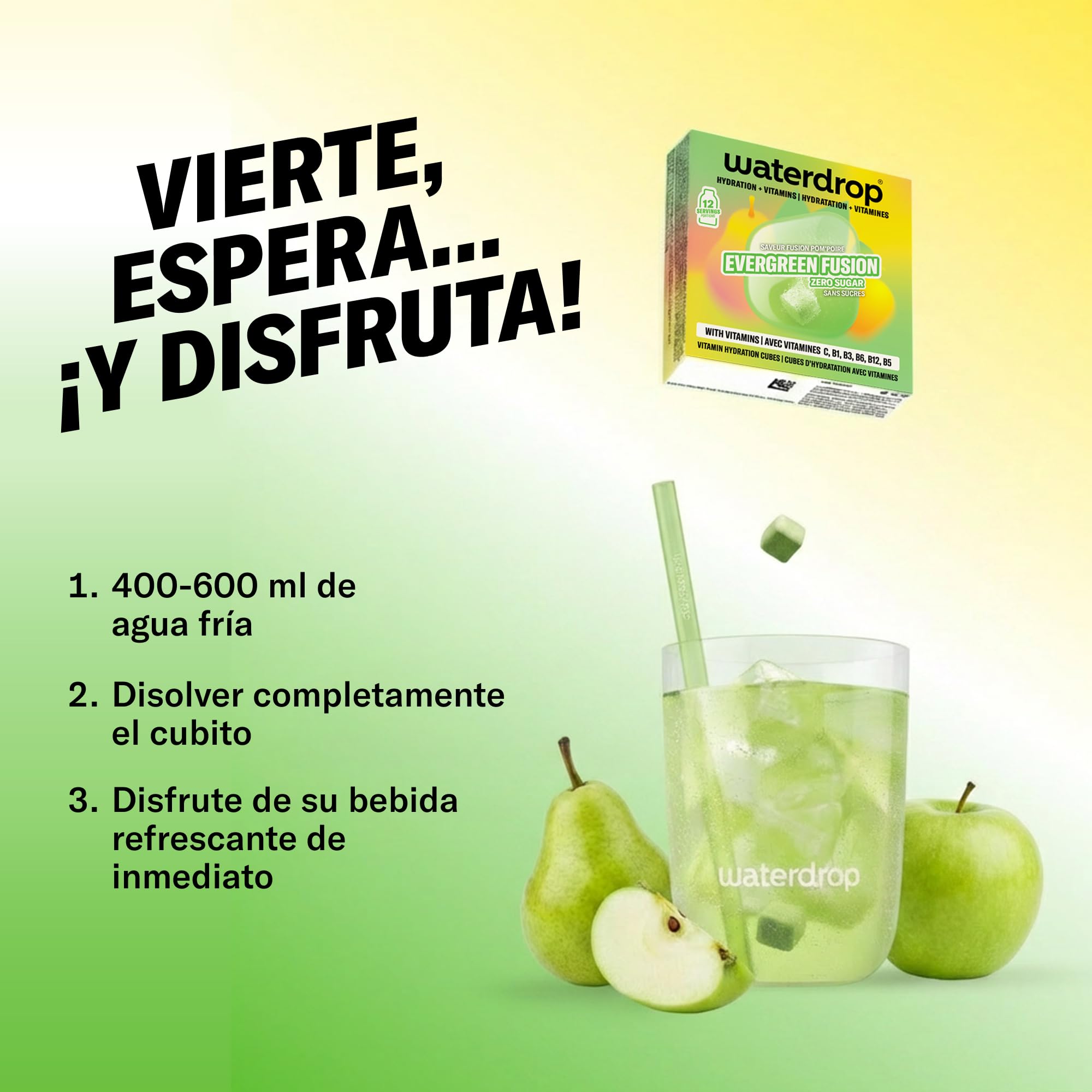 waterdrop® Microdrink FUSION COLLECTION - Set de 36 Pastillas Saborizantes para Agua - Mix de Frutas - Vitaminas C y B12 - Sin Azúcar y Bajo en Calorías - Alternativa Saludable a los Refrescos