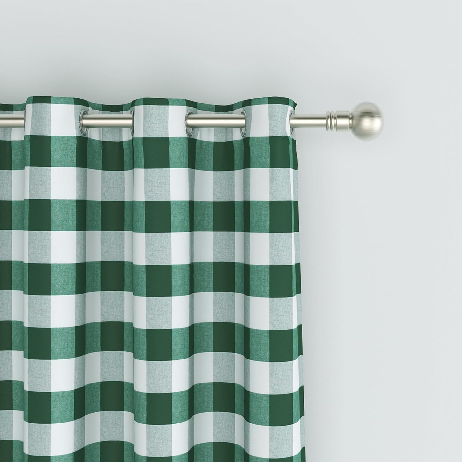 Buffalo Check Curtains 84 inches Long Cotton Gingham Plaid Kitchen Window Curtain Panels Living Room Checker Drapes Bedroom Grommet Top Window Treatment 2 Panels Dark Green and White image 3