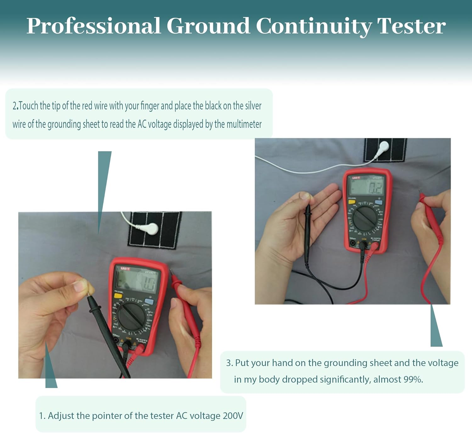 RIQINXIN Conductive Grounding Fitted Sheet Silver Fiber Grounding Bottom Sheet with 15ft Grounding Cable Grounding Fitted Bed Sheet for Better Sleep 54x80x10in Full Grey