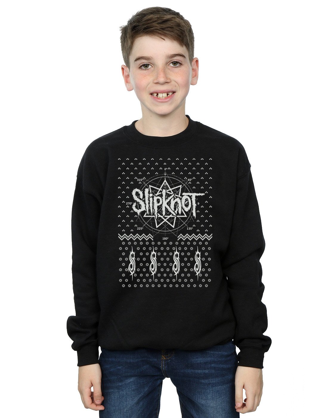 Slipknot Boys Black 9 Point Christmas Sweatshirt 9-11 Years
