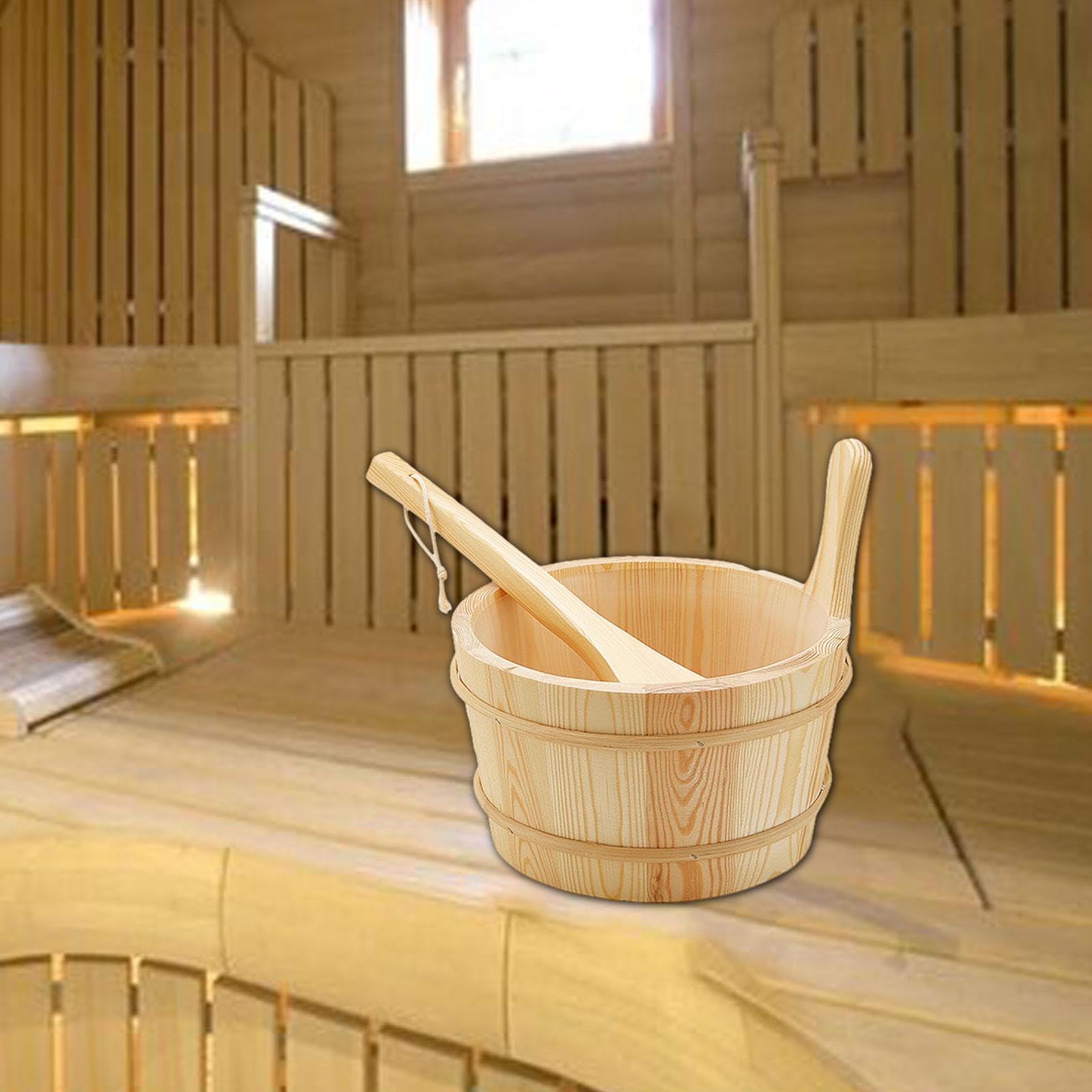 predolo Cubo de Sauna con y asa, Set de Accesorios para baños en casa.