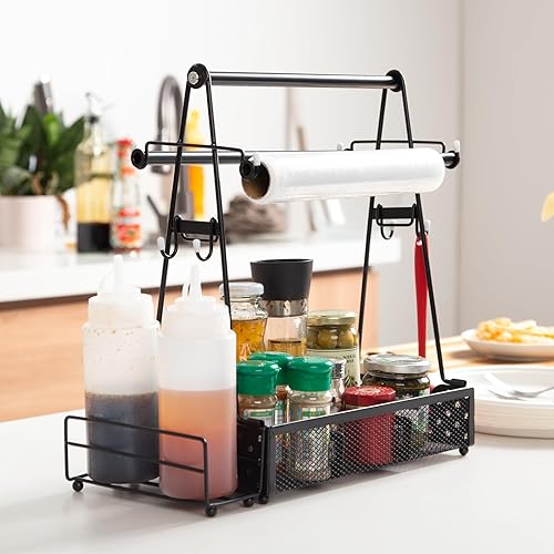 Miniatura 6 de Organizador para parrilla, organizador de condimentos y organizador de barbacoa con soporte para toallas de papel, utensilios, picnic, parrilla y