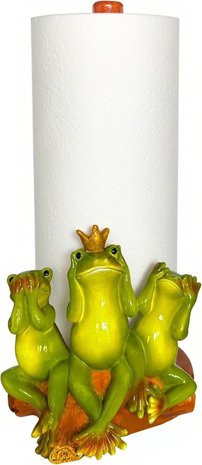 Frog Paper Towel Holder - Cottagecore Decor Frog Kitchen Home Cottagecore Accessories Cute Stuff, Unique Wood Paper Towel Holder Stand Kitchen Countertop