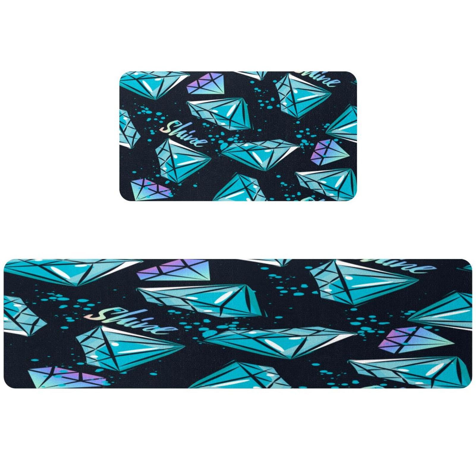 Tapis de cuisine lot de 2 à motif abstrait brillant et antidérapant pour buanderie