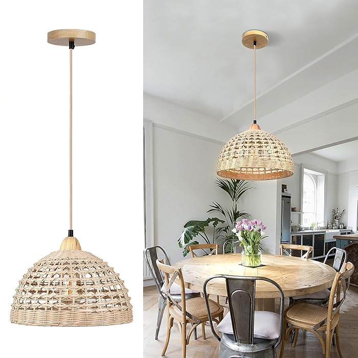 Buy Rattan Pendant Lights Hanging Lamp Boho Wicker Pendant Light