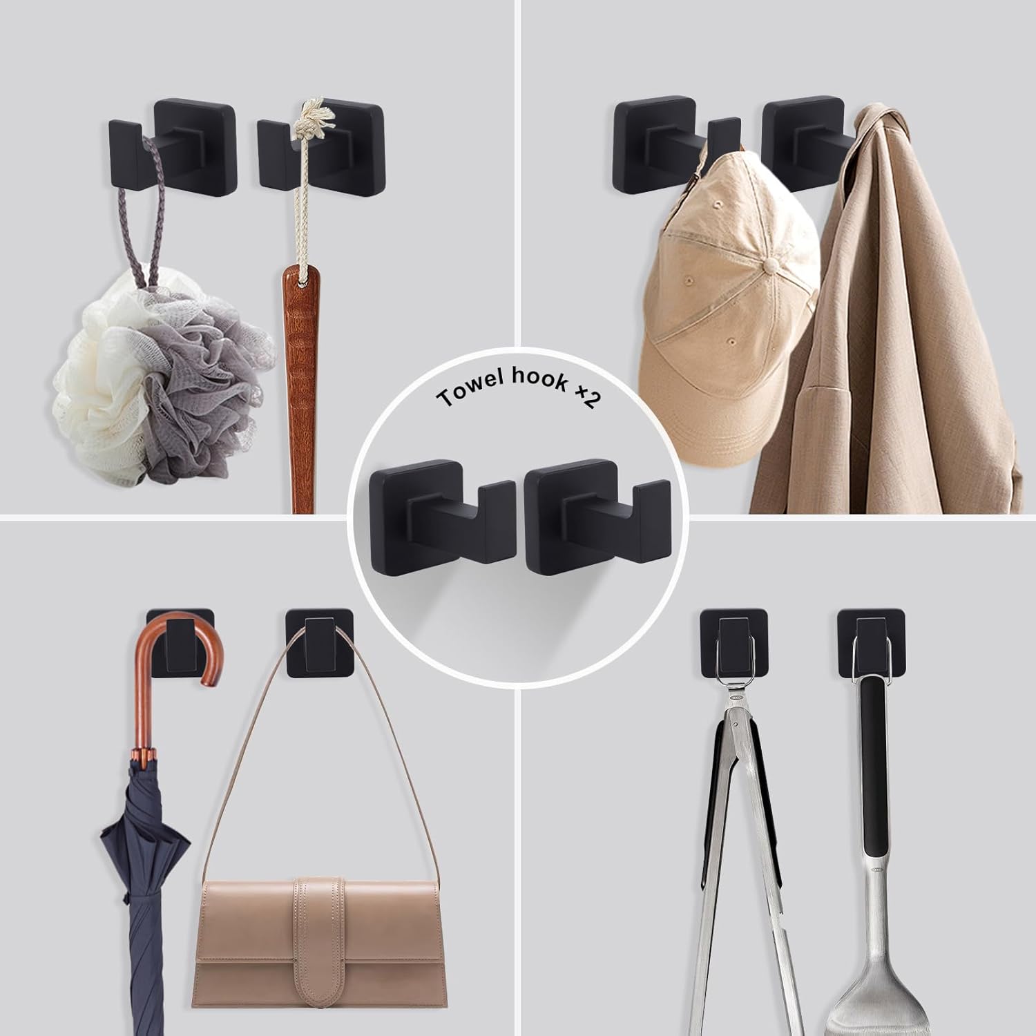 5 Pieces Black Bathroom Hardware Set,Wall Mounted 23.6 inch Towel Bar Set Matte Black,Towel Rack Set,Toilet Paper Holder,Matte Black Bathroom Accessories Set