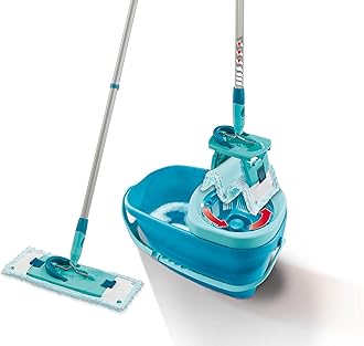 Clean Twist M Ergo Mop and Bucket Set, Mop 33 cm wide, Moisture controlled Spin, Faster cleaning Spin mop, Easy-steer Micro Fibre head with 360° joint, Twist Mop