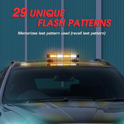 Miniatura 5 de LINKITOM - Barra de luz estroboscópica de 30 LED para techo, ámbarblanco, aluminio, doble cara, luz de advertencia de seguridad de emergencia con