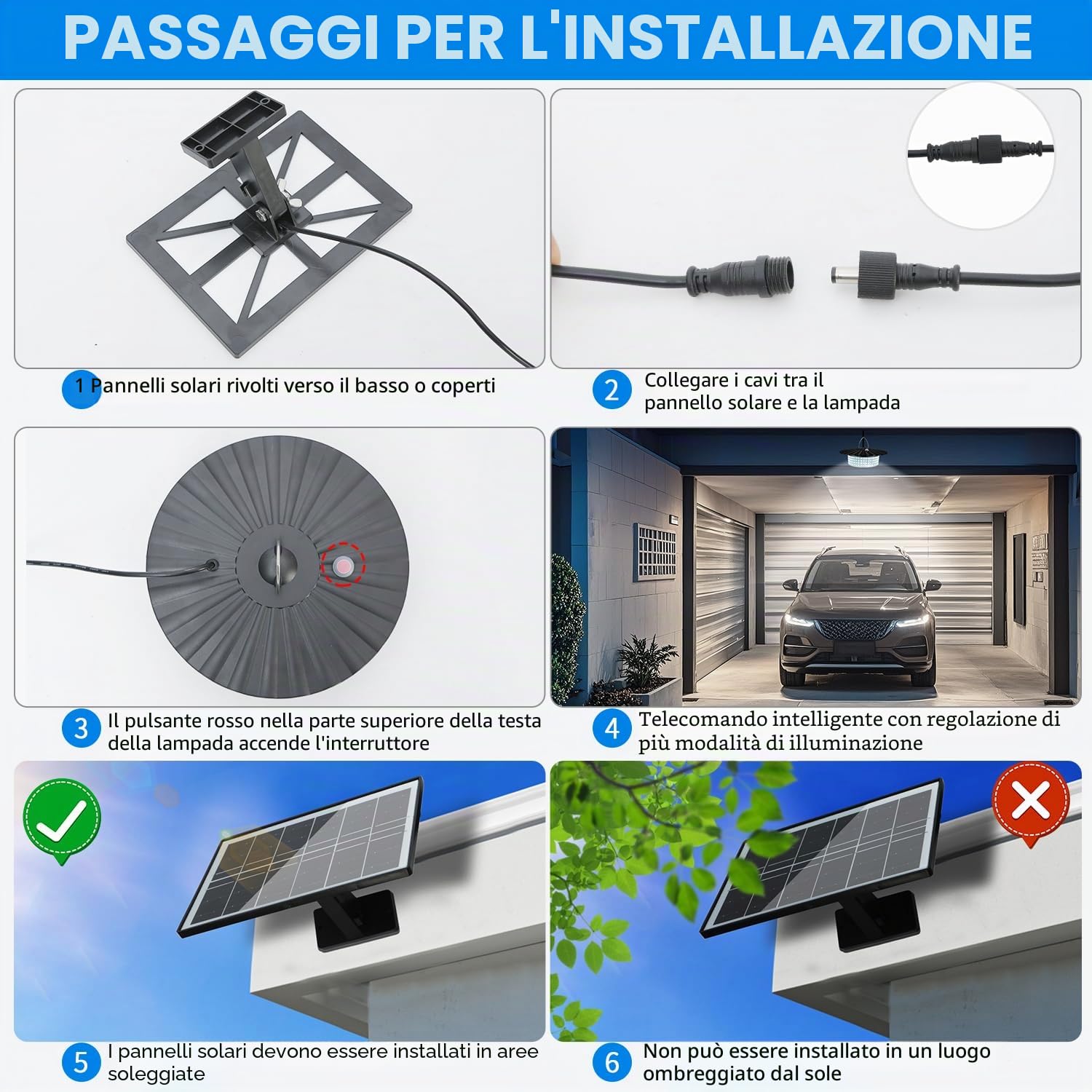 LEKIA Lampada Solare da Esterno con Telecomando, Dimmerabile Lampadario Solari 244 LED Luci Solari da Giardino con Sensore di Movimento, Timer, IP65 Impermeabili Faretto LED per Garage Casa Gazebo