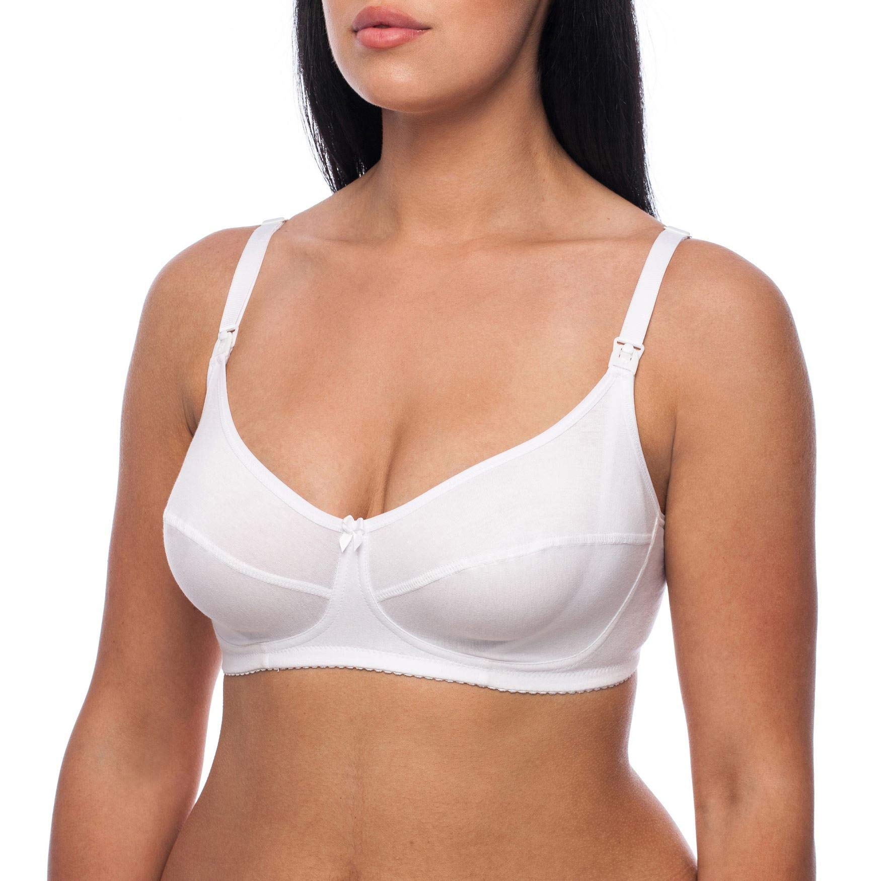 Frugue Women's White 90% Cotton Maternity Bra For Breastfeeding Nursing Uk 40 D