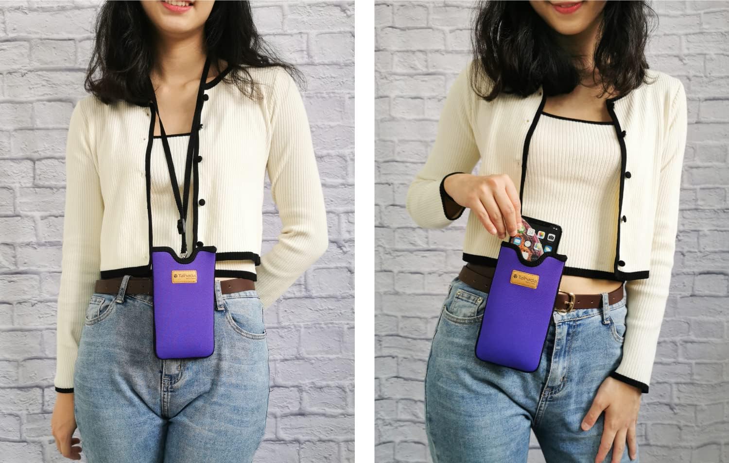 Tainada Men Women Neoprene Shockproof Cell Phone Sleeve Pouch Carrying Case with Neck Lanyard, Belt Loop Holster for iPhone 17/16 Pro Max, Air, 16 Plus, 16e, Samsung S25+, S24, A56, Z Fold7 (Purple) - Image 2