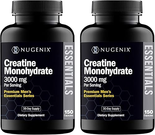 Nugenix Essentials Premium - Suplemento de creatina monohidrato, 3000 mg, 300 cápsulas