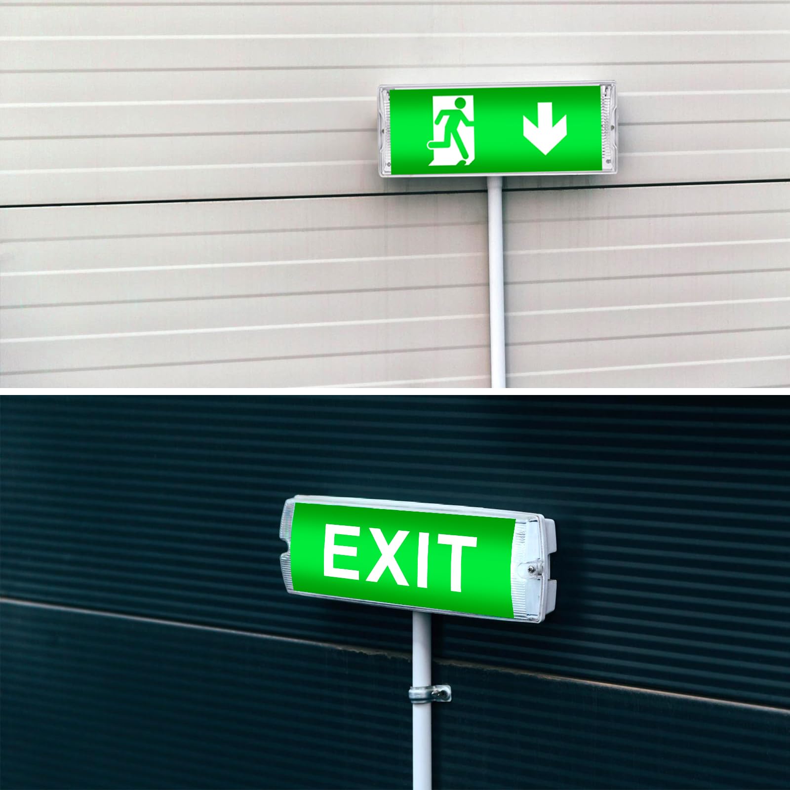 Éclairage de secours LED, éclairage de chemin d'évacuation, éclairage de sortie d'urgence avec 5 pictogrammes de sortie d'urgence, éclairage continu, éclairage de secours LED, éclairage de secours