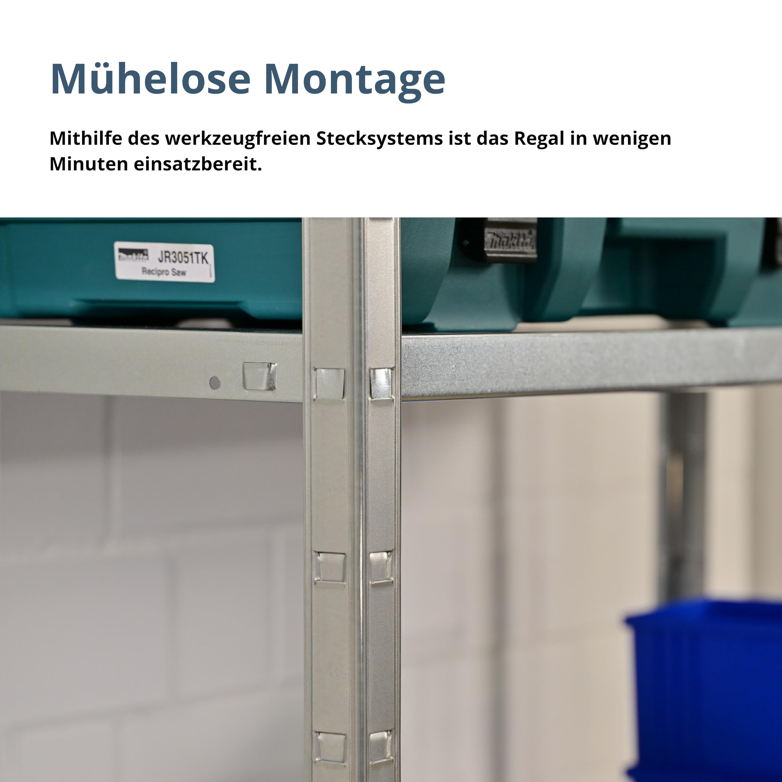 SCHULTE Regalwelt Steckregal mit 5 PowerMAX Fachböden, 65 kg Tragkraft, 190x100x40 cm (HxBxT), verzinkt, Lagerregal, Werkstattregal, Kellerregal, Garagenregal, Metallregal | mit 5 PowerMAX Fachböden, 65 kg Tragkraft verzinkt, Lagerregal, Werkstattregal, K