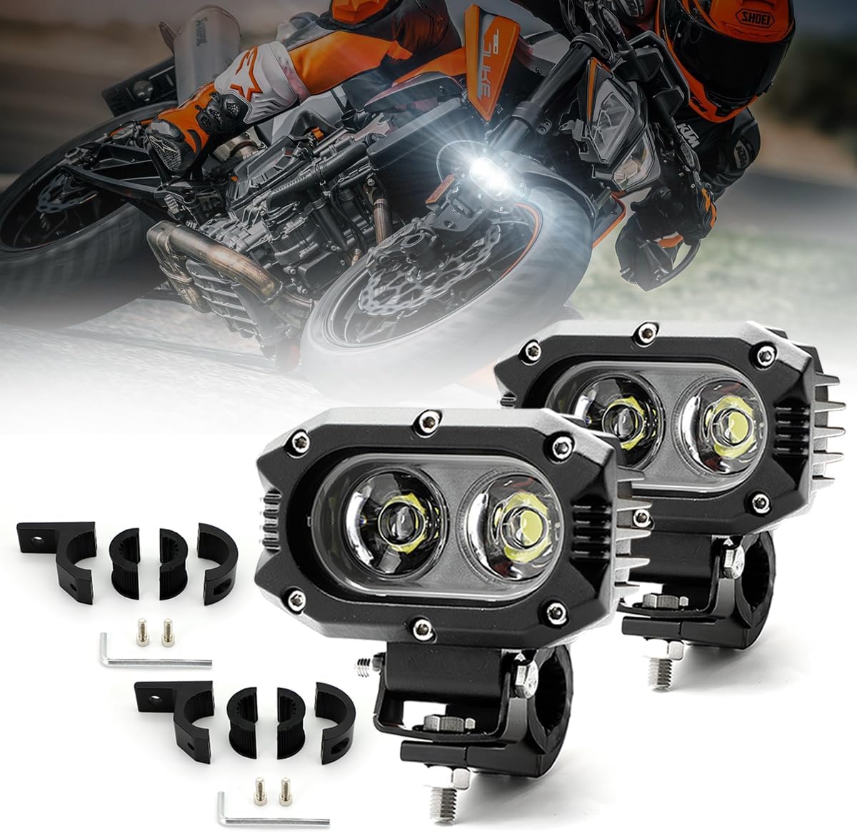 UNI-SHINE Z4F+69 4 Inch LED Cube Pod Lights with Universal Clamp Bracket, Off-Road Driving & Fog Lights for Truck, ATV, UTV, SUV, Motorcycle