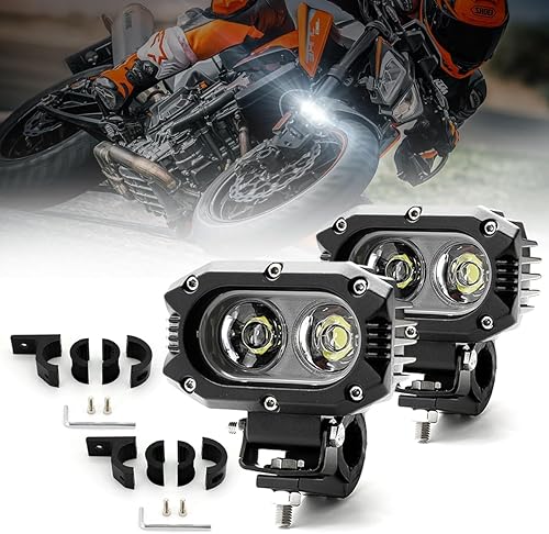 UNI-SHINE Z4F+69 - Luces LED de 4 pulgadas con soporte de abrazadera universal, conducción todoterreno y luces antiniebla para camión, ATV, UTV,