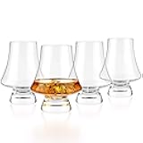 LUXBE - Bourbon Whisky Crystal Glass Snifter, Set of 4 - Narrow Rim Tasting Glasses - Handcrafted - Good for Cognac Brandy Scotch - 9-ounce/260ml