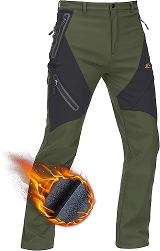 TACVASEN Pantalones de esquí para hombre, con forro polar, impermeables, aislados, para senderismo, trabajo al aire libre, caza, carga