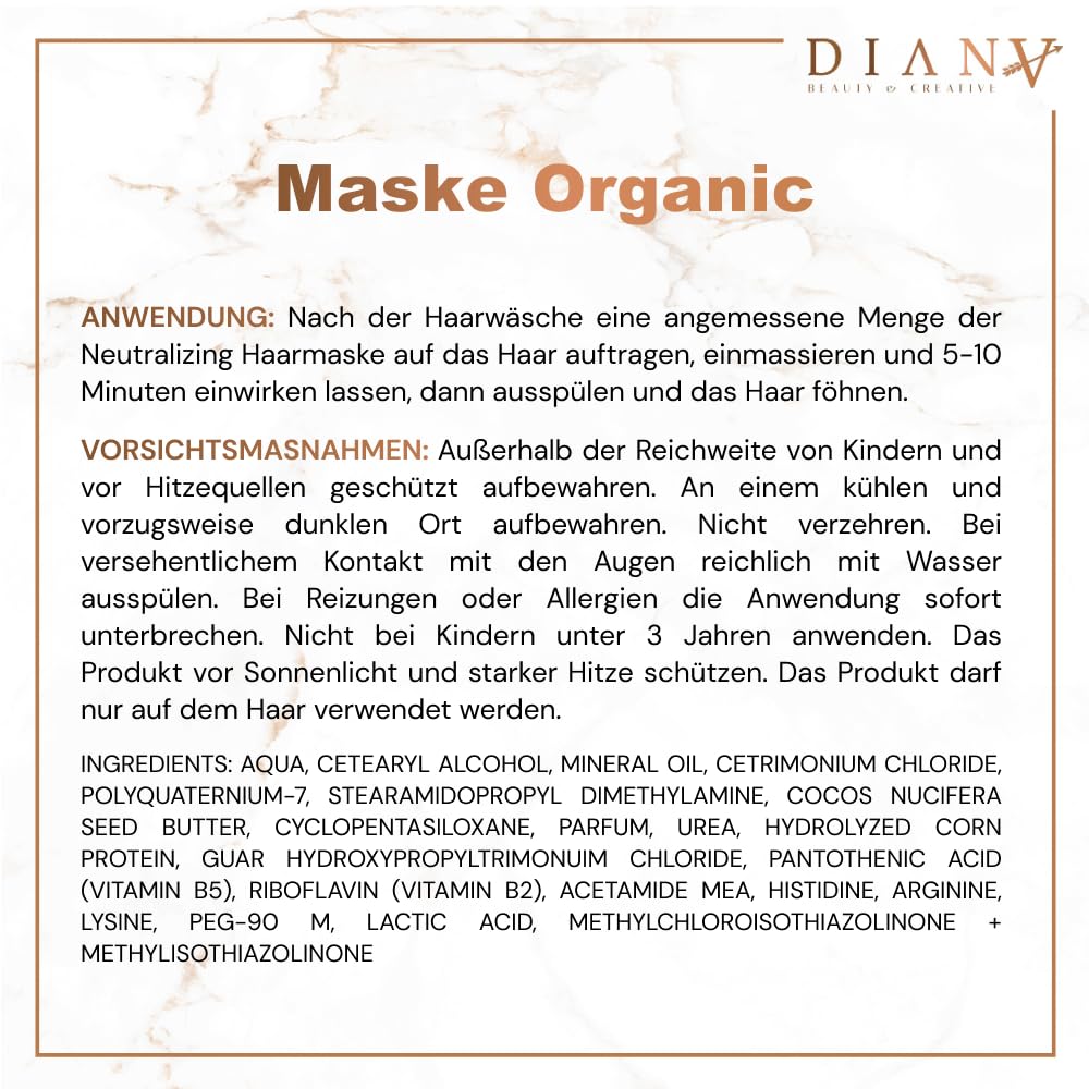 B-Tox für Haare und Haarmaske, Kleines Set, Haarkur mit Zusatz von Aldehydsäure und Kokosnussbutter, Haarregeneration, Haarpflege - Organic, 500g + 300g