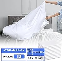 Vista 2 de Preboun 15 sábanas planas blancas a granel tamaño individual de microfibra suave, fácil cuidado para el hogar, salones, hoteles, hospitales