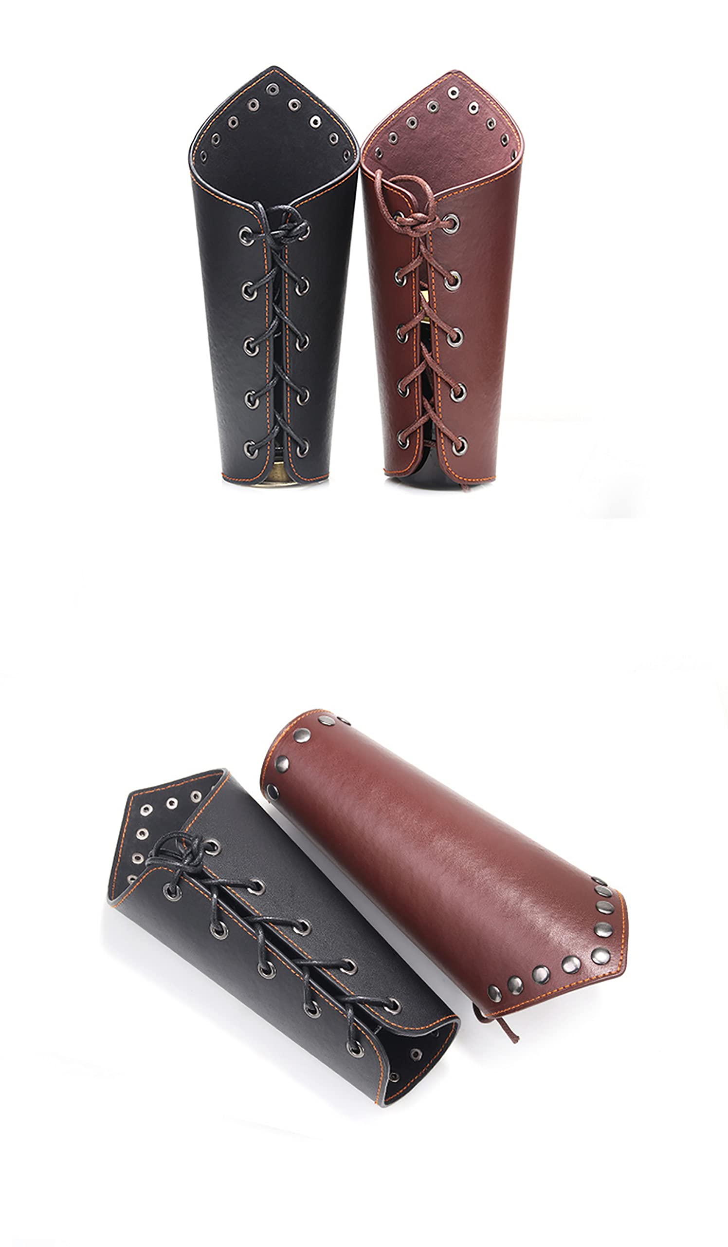 Protège-Bras Médiéval Rétro En Cuir PU, Hommes Viking Knight Cosplay Gauntlet Wristband Steampunk Fantasy Accessoires, Style Médiéval