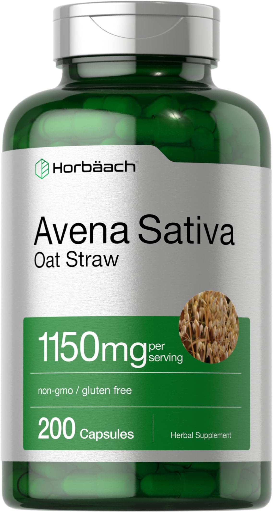 Avena Sativa Extract 1150 mg | 200 Capsules | Oat Straw Extract | Non-GMO, Gluten Free | by Horbaach