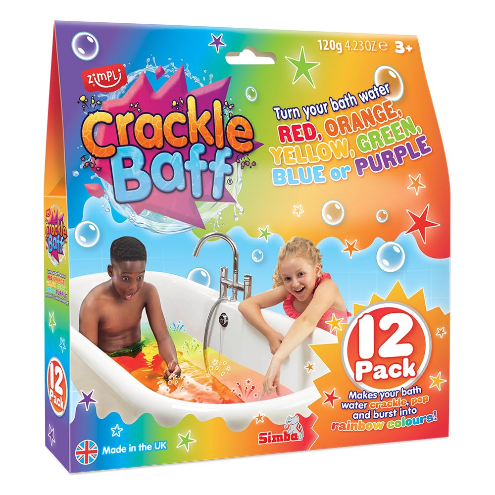 ZIMPLI 12 Use Crackle Baff Rainbow, Magically makes your water Crackle, Pop & Change Colour, Toddler Kids Bath Toy, Water Toys, Sensory Development