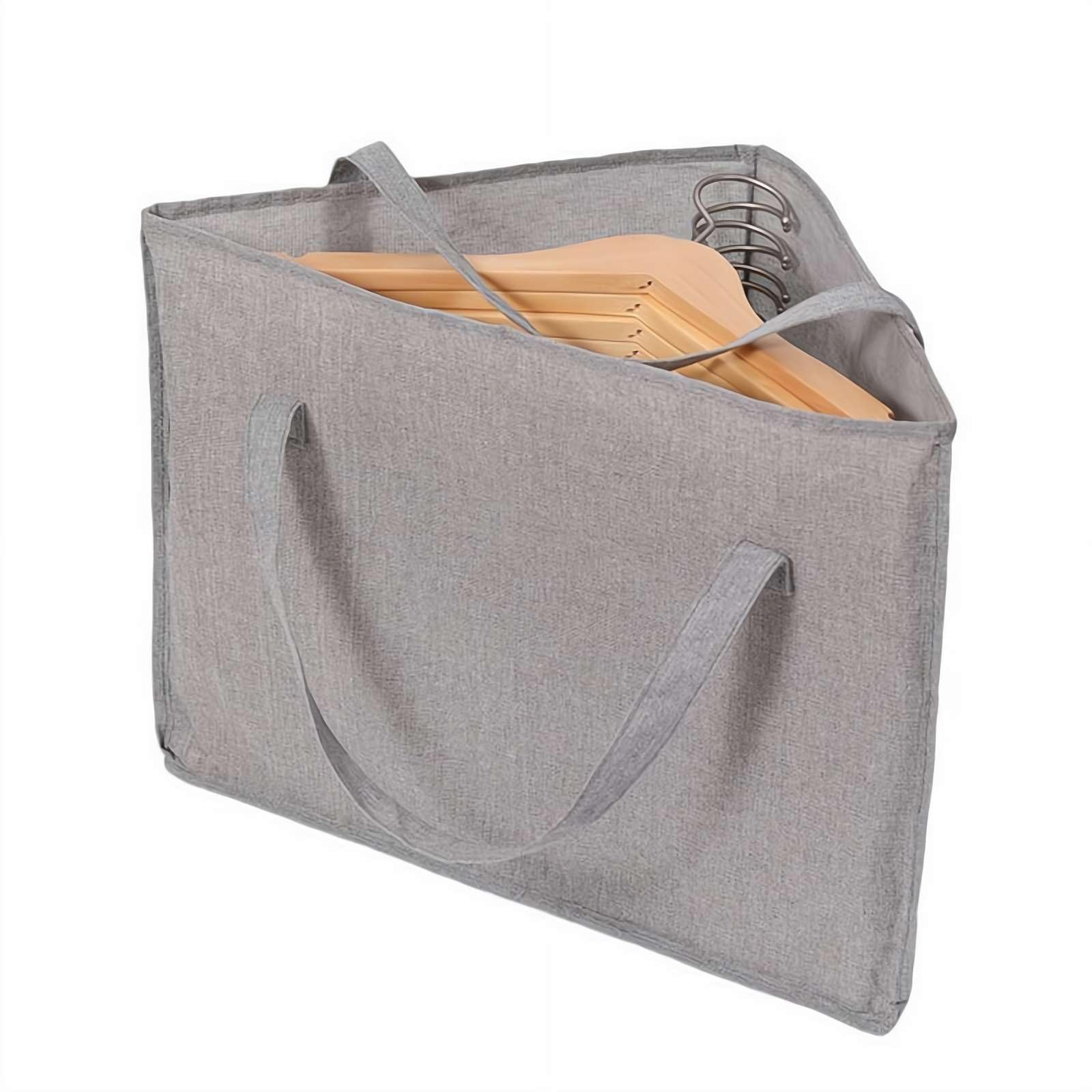 Coat Hanger Storage Box with Two Carry Handles, Hanger Storage Bag, Foldable Coat Hangers Storag-e Organiser for Clothes Travelling Spacesaving (grey)
