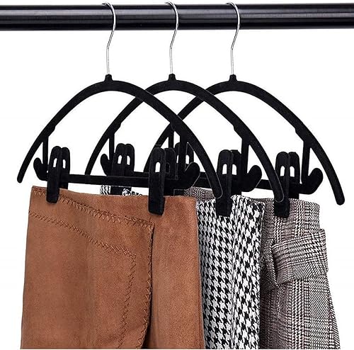Miniatura 6 de Perchas de terciopelo con 20 clips negros para pantalones, clips de dedo fuertes perfectos para perchas finas