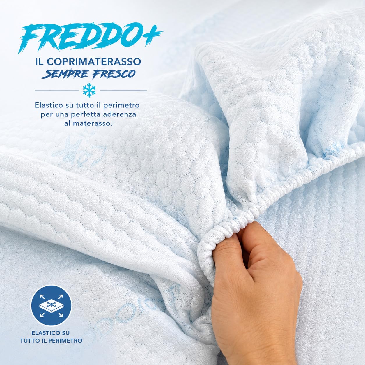 Coprimaterasso Rinfrescante Freddo+ Ice-Touch, Estivo, Termoregolatore, Traspirante, Anti-Umidità, Morbido, Elasticizzato - Singolo 80x200 cm H25
