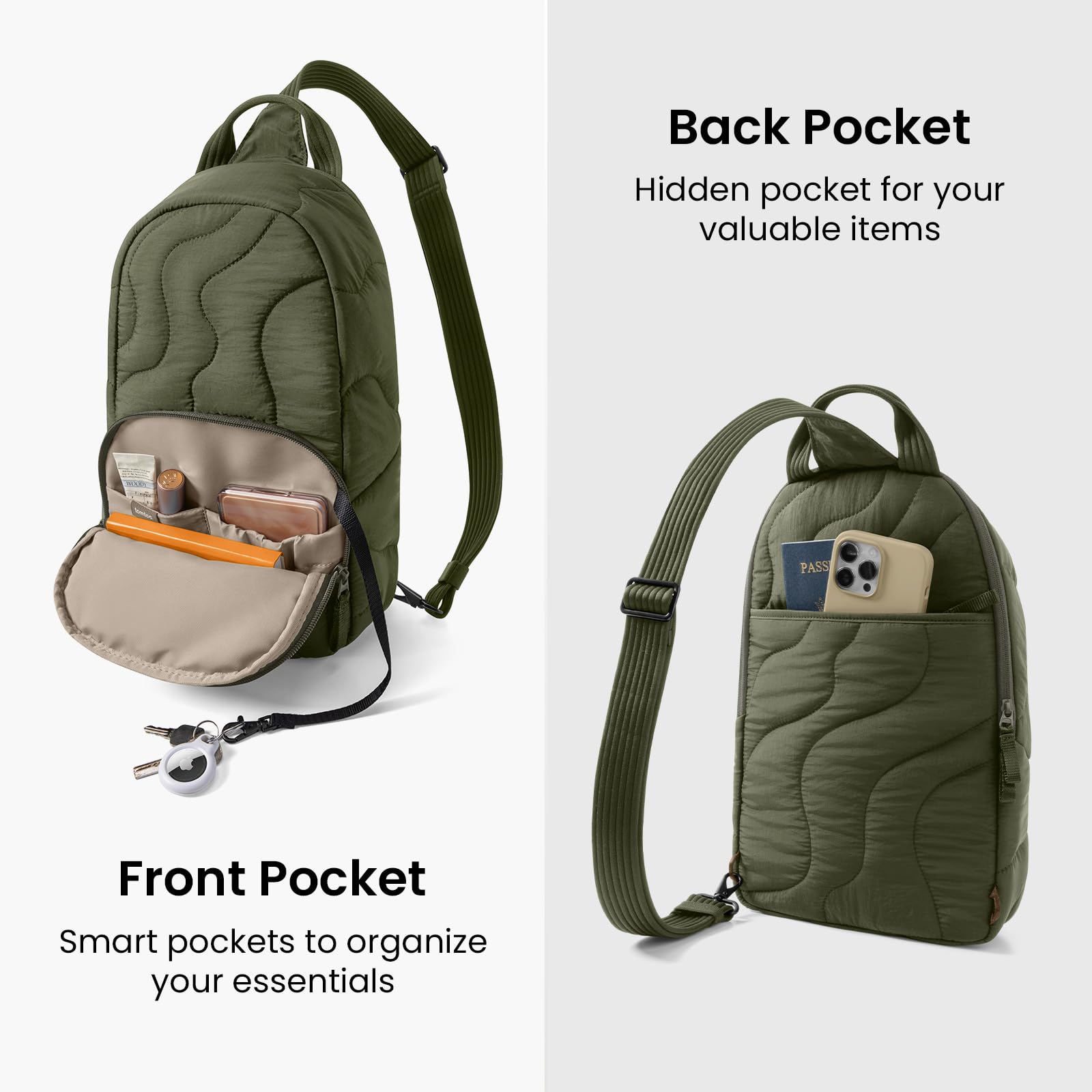 tomtoc Puffy Sling Plecak dla kobiet, modny, wysokiej jakości torba crossbody na iPada A16 27.9 cm, iPad Air M3/M2, iPad Pro M4/M2/M1, Nintendo Switch 2, lekka torba na klatkę piersiową, plecak na