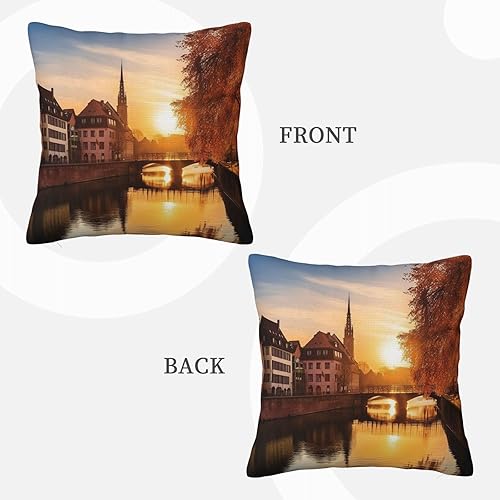 Miniatura 3 de Decorative Throw Pillow Covers 26"x26" Square Pillow Covers for Sofa Strasbourg Sundown Double Sided Throw Pillow Cases Soft Plush Decorative