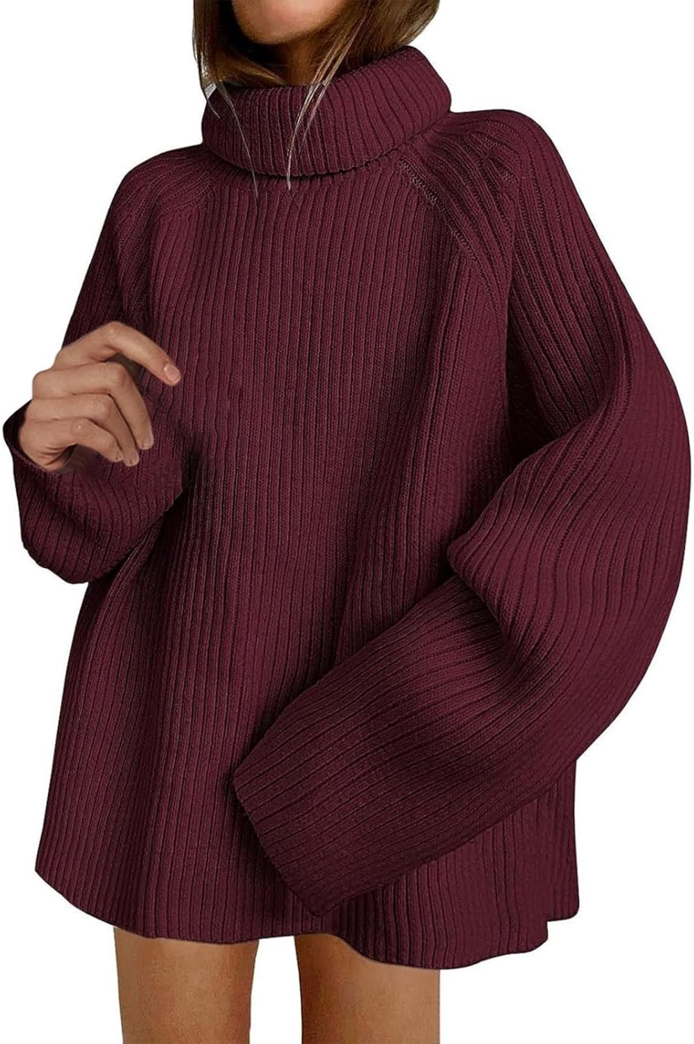 Heevina Sweaters for Women Turtle Neck Oversized Ribbed Knitted Solid High Neck Knit Chunky Loose Fall Sweater Winter