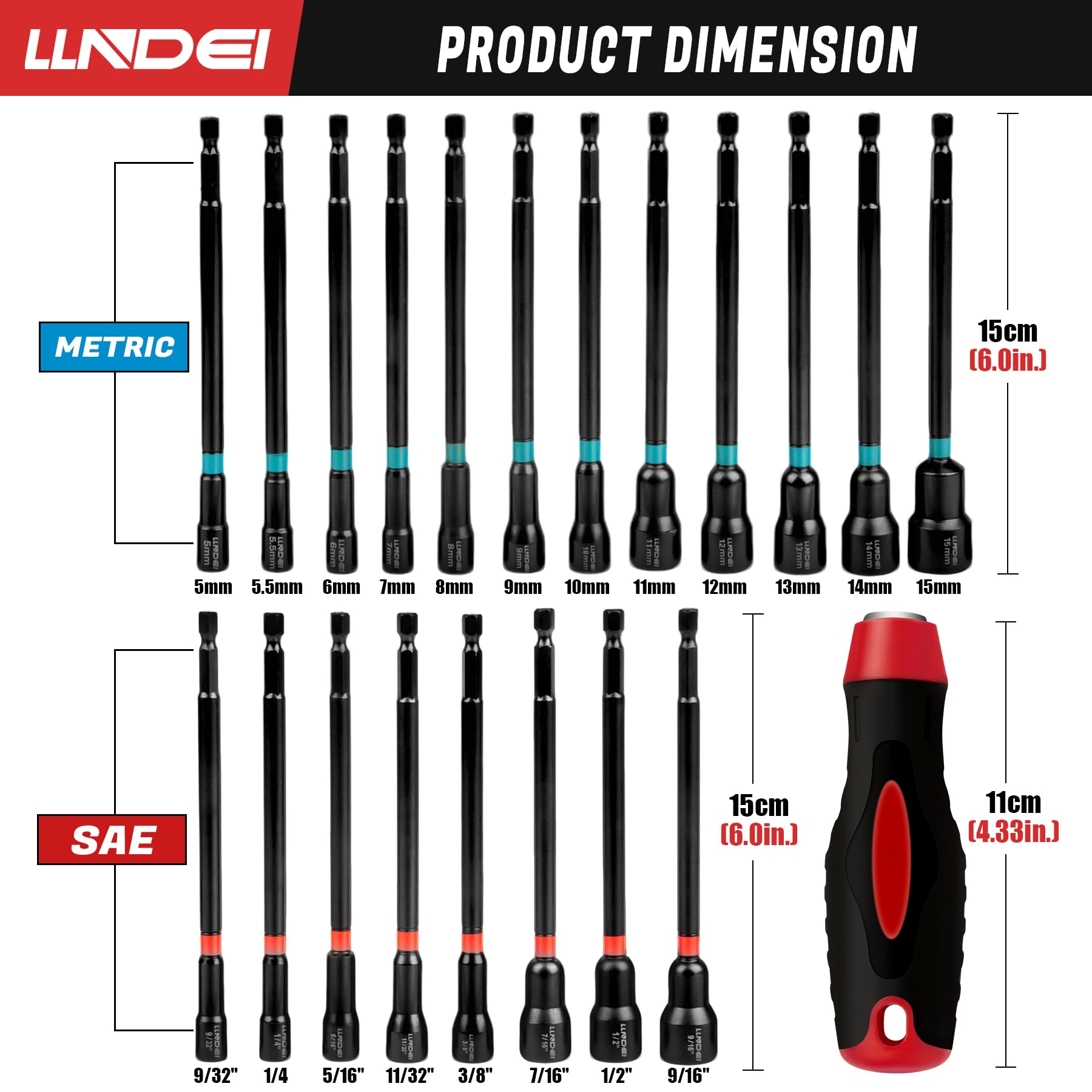 LLNDEI Magnetic Nut Driver Set - 21 Pcs -3 LLNDEI Magnetic Nut Driver Set - 21 Pcs -3