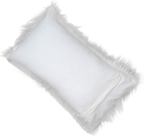 Miniatura 5 de RAJRANG - Funda de almohada de piel sintética blanca de lujo, decorativa, peluda, esponjosa, lumbar, para sofá, silla, dormitorio, automóvil,
