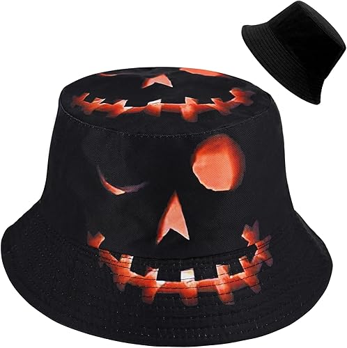 Sombrero de pescador de Halloween, sombrero de playa para el sol, divertido sombrero de pesca para mujer, reversible de doble cara