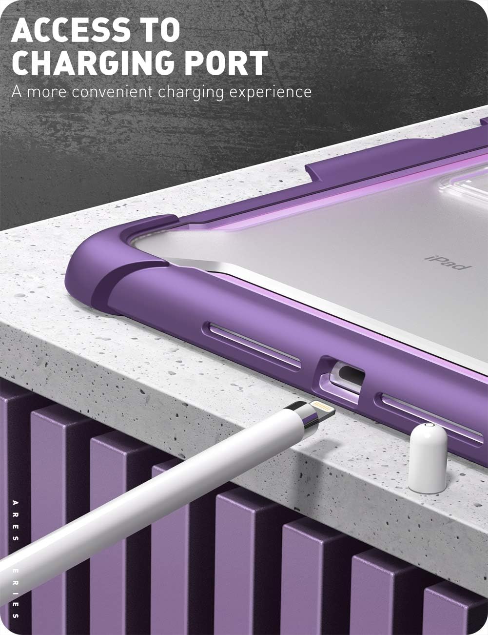 i-Blason Ares Case for New iPad 9th/8th/7th Generation, iPad 10.2 2021/2020/2019 Case, Full-Body Kickstand with Built-in Screen Protector Cover with Pencil Holder (Purple)