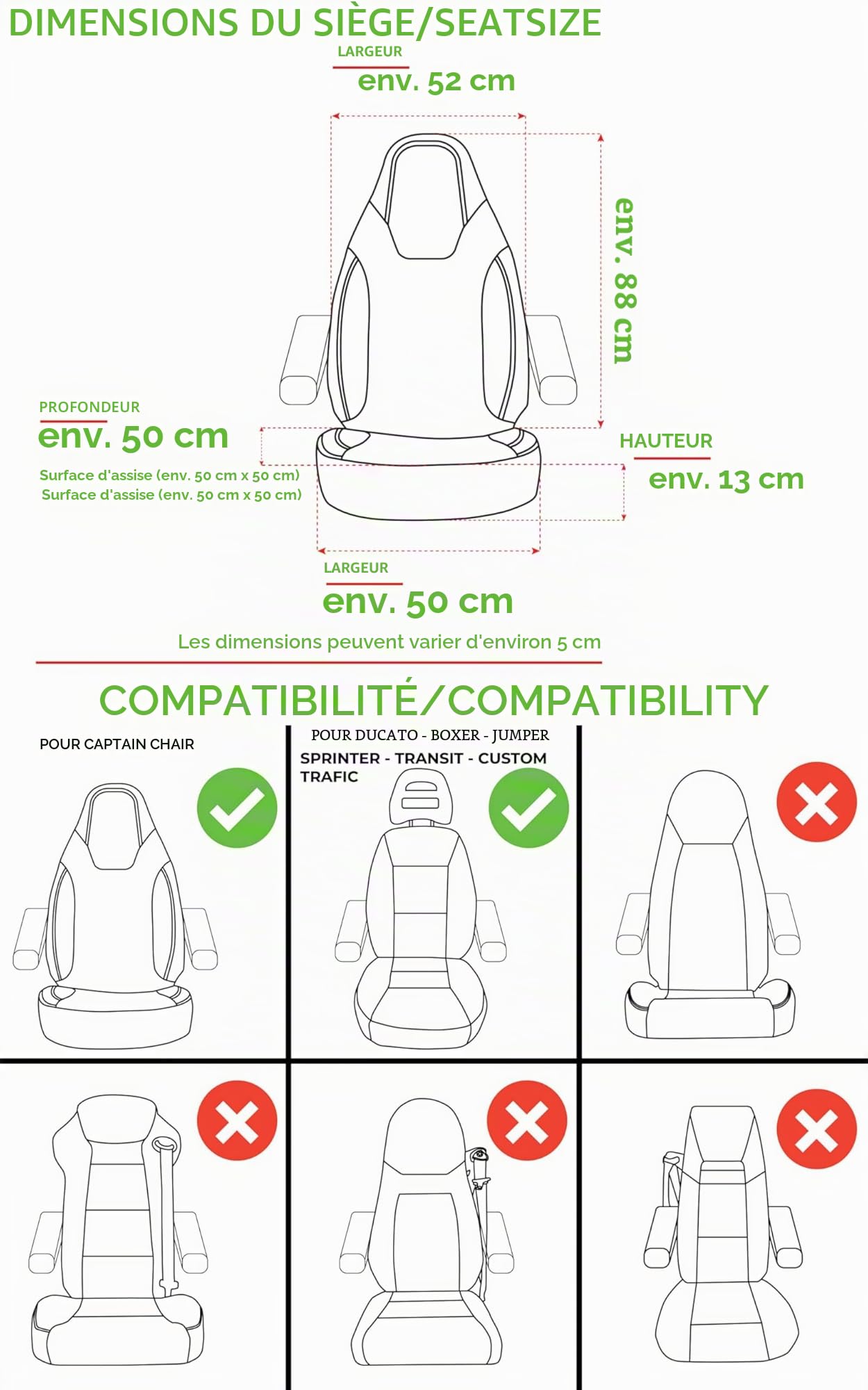 BREMER SITZBEZÜGE Housses de Protection pour Camping-Car La Marca Ducato Jumper Boxer PLKT213