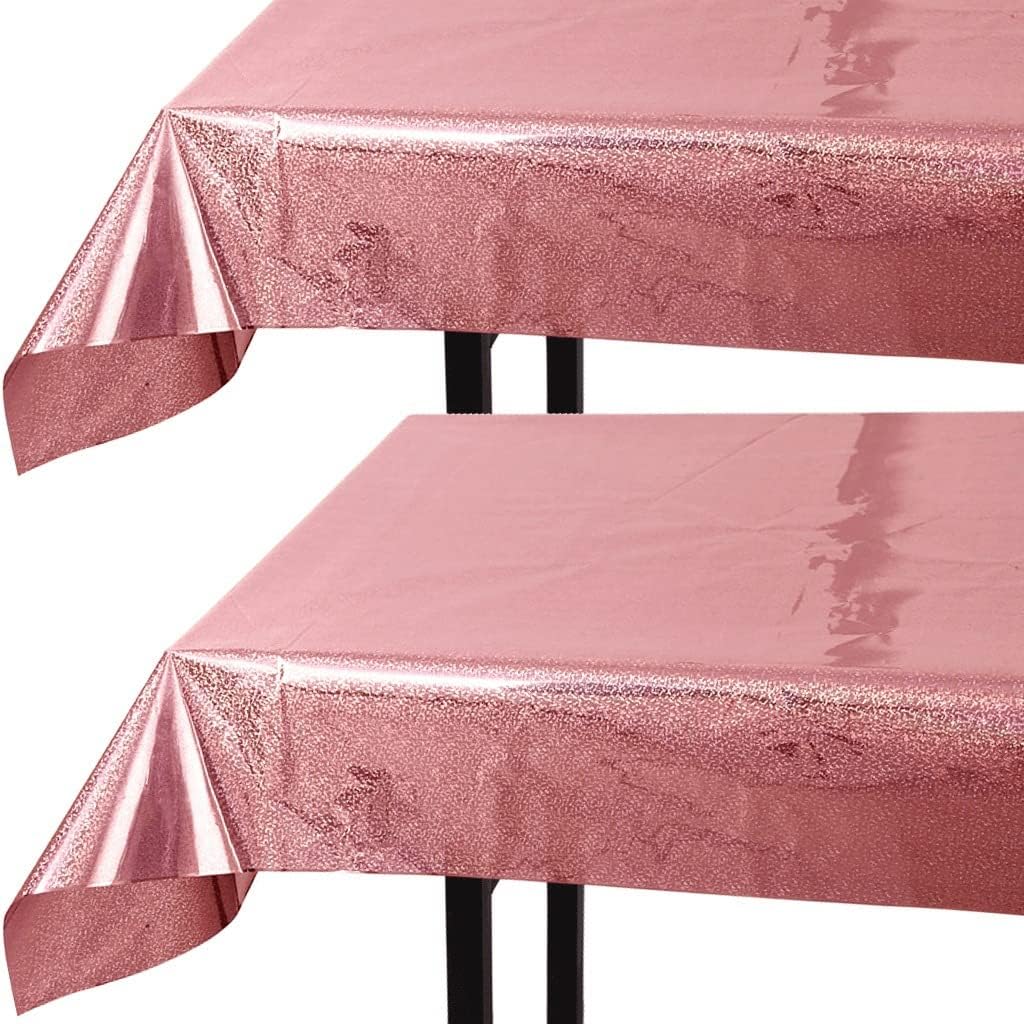 PixiPy Premium Plastic Disposable Tablecloth (2 PK, Rose