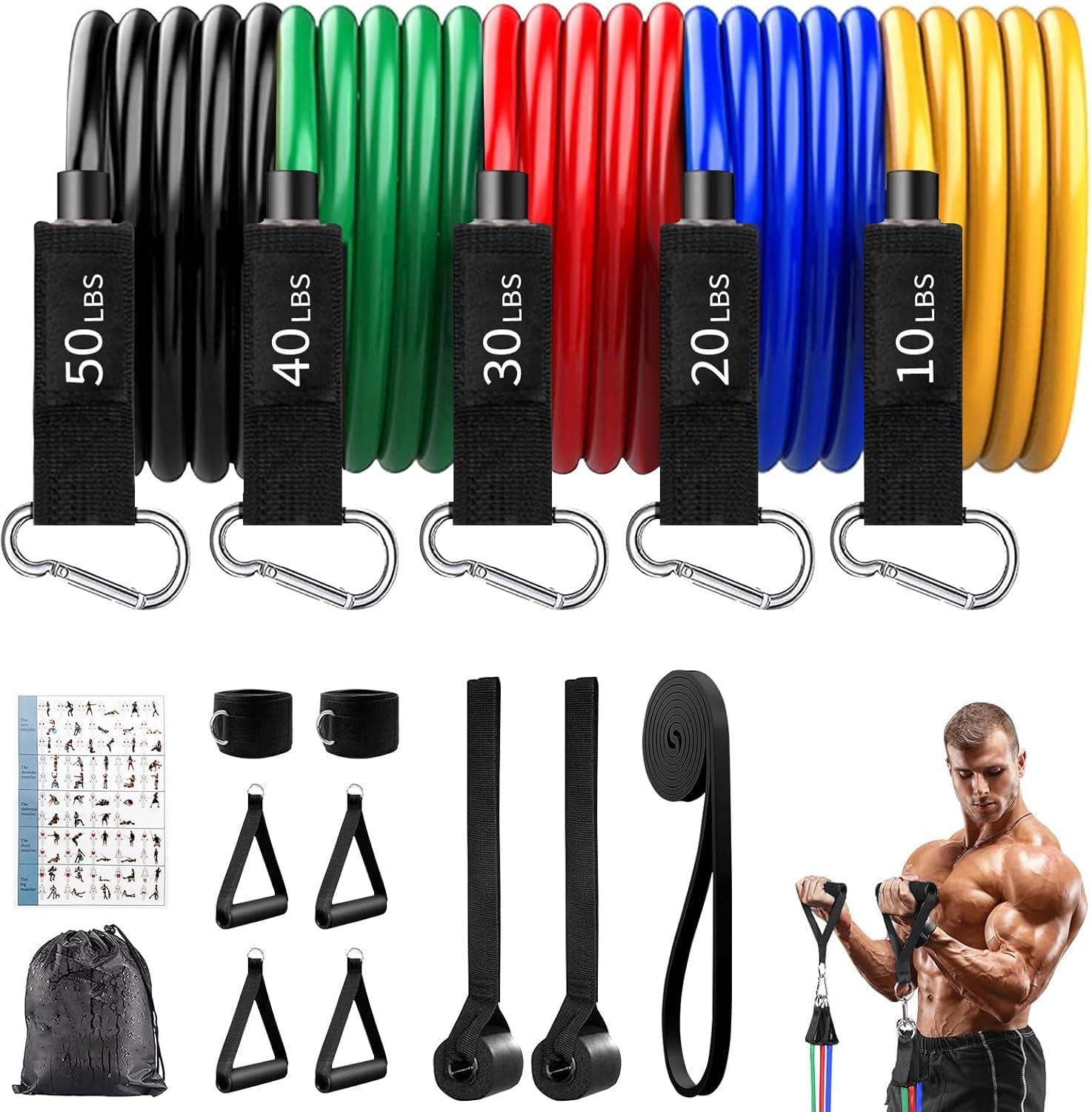 Resistance Bands Workout Bands Exercise Bands Resistance Bands for Working Out with Handles for Men and Women Exercising