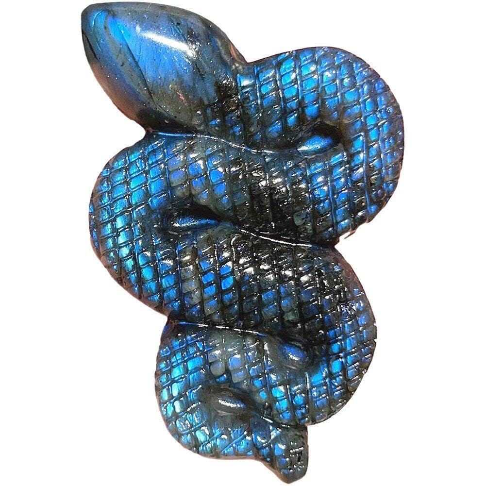 Lpitoy As Shown Natural Labradorite Snake Figurine Hand Carved Crystal Animal Statue Art Sculpture Ornament For Home Decoration