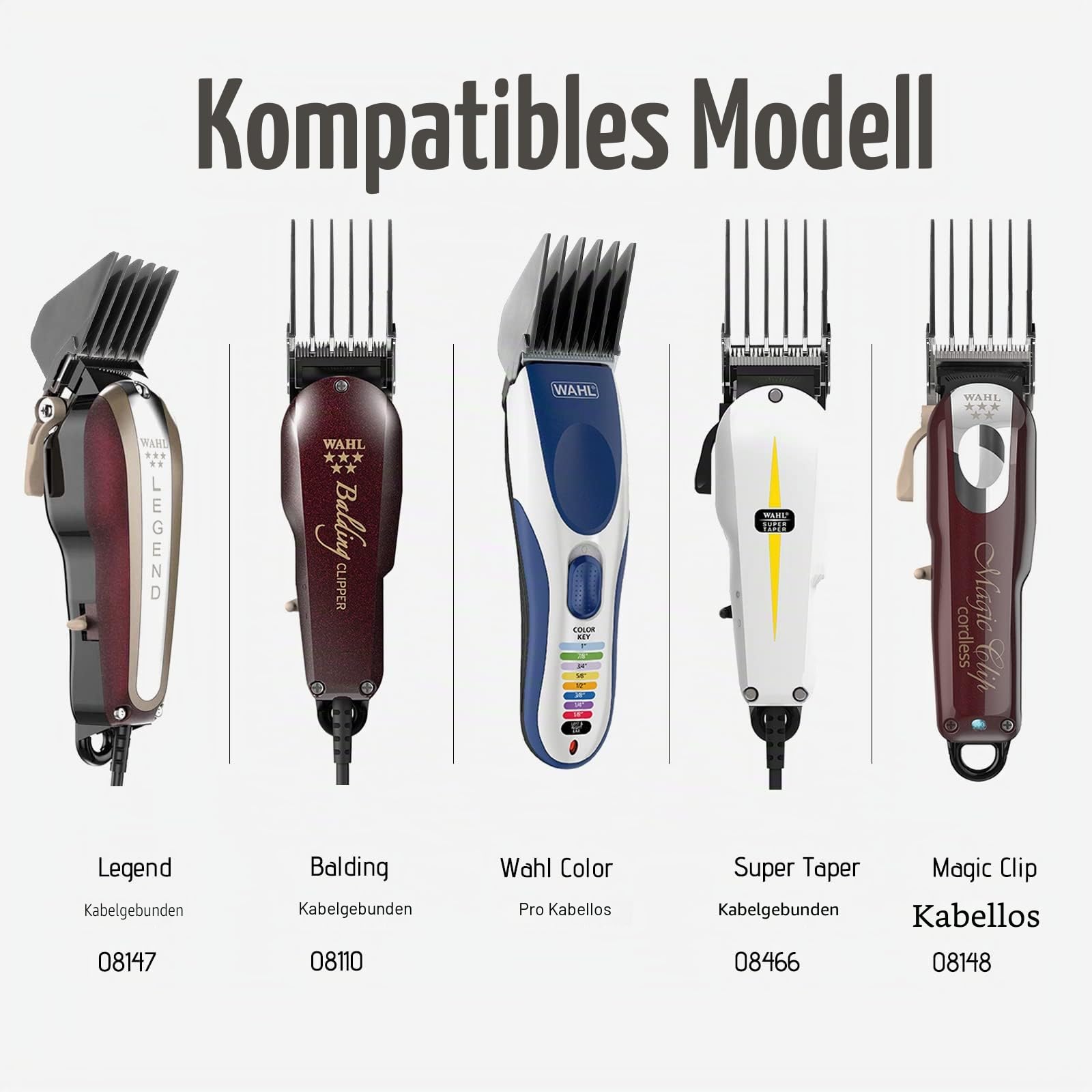 7,6 cm Haarschneidemaschinen, Führungskämme, Premium für Wahl Clipper, Mega-Schneidführungen/Kämme mit 8 Schnittlängen von 3,2-7,6 cm, passend für die meisten Haarschneidemaschinen